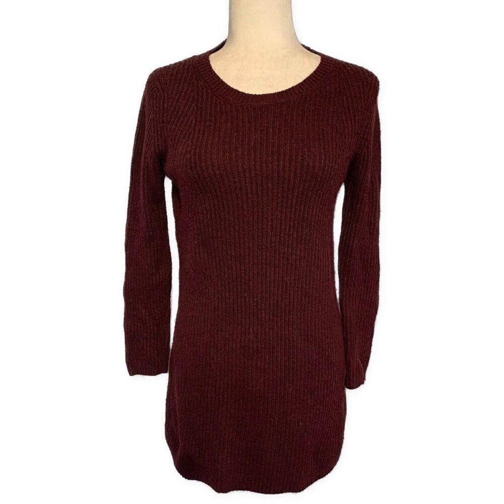 Topshop Womens Mahogany Purple Long Sleeve Ribbed Knit Sweater 2 Xs